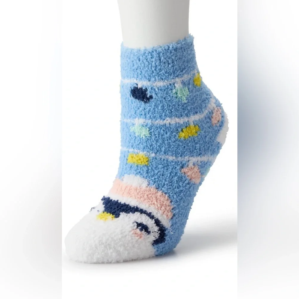 Women’s Cozy Crew Socks (3) Sz 9-11 Penguin Unicorn Stars Stripes Winter Novelty